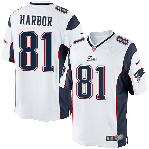 Men's Limited Clay Harbor Nike Jersey White Road - #81 NFL New England Patriots